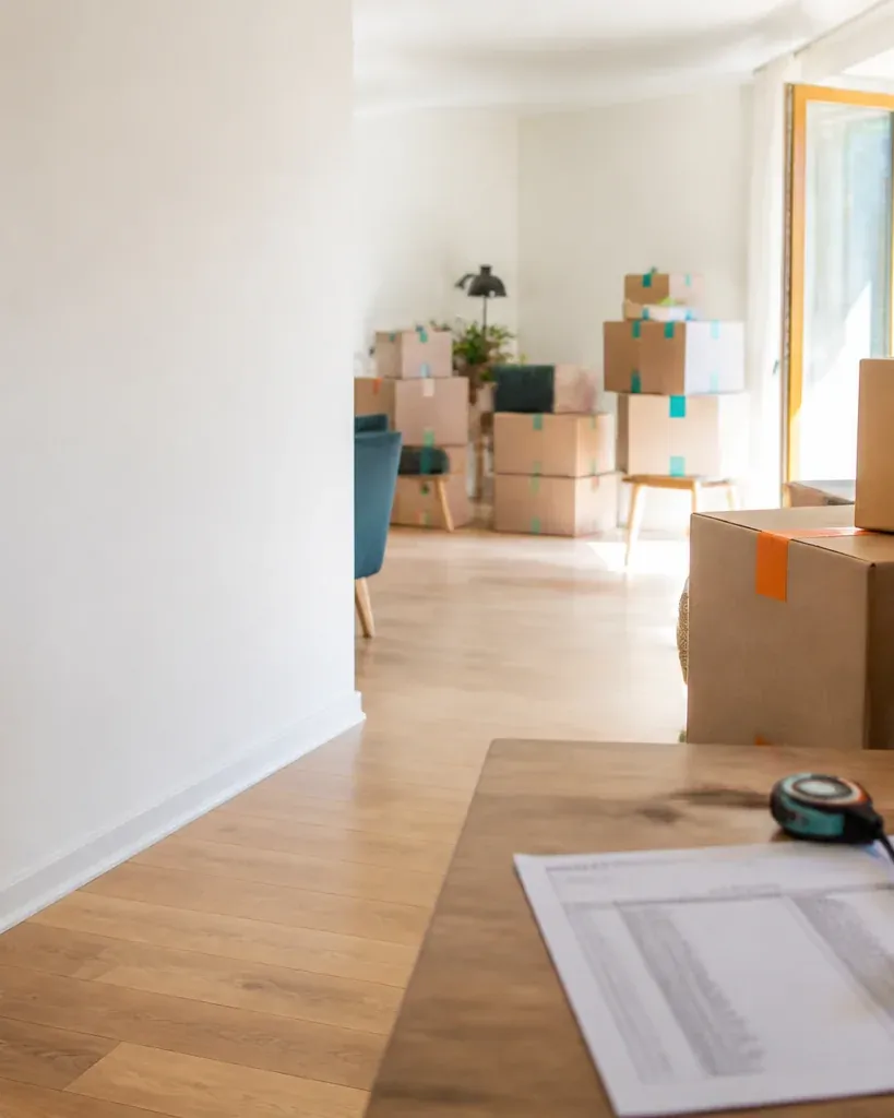 Inventaire de déménagement organisé dans un intérieur français